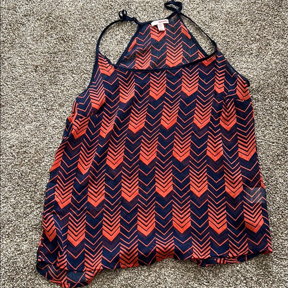 BONGO Asymmetrical Camisole Tank Top Size Small Soft Red/Navy blue